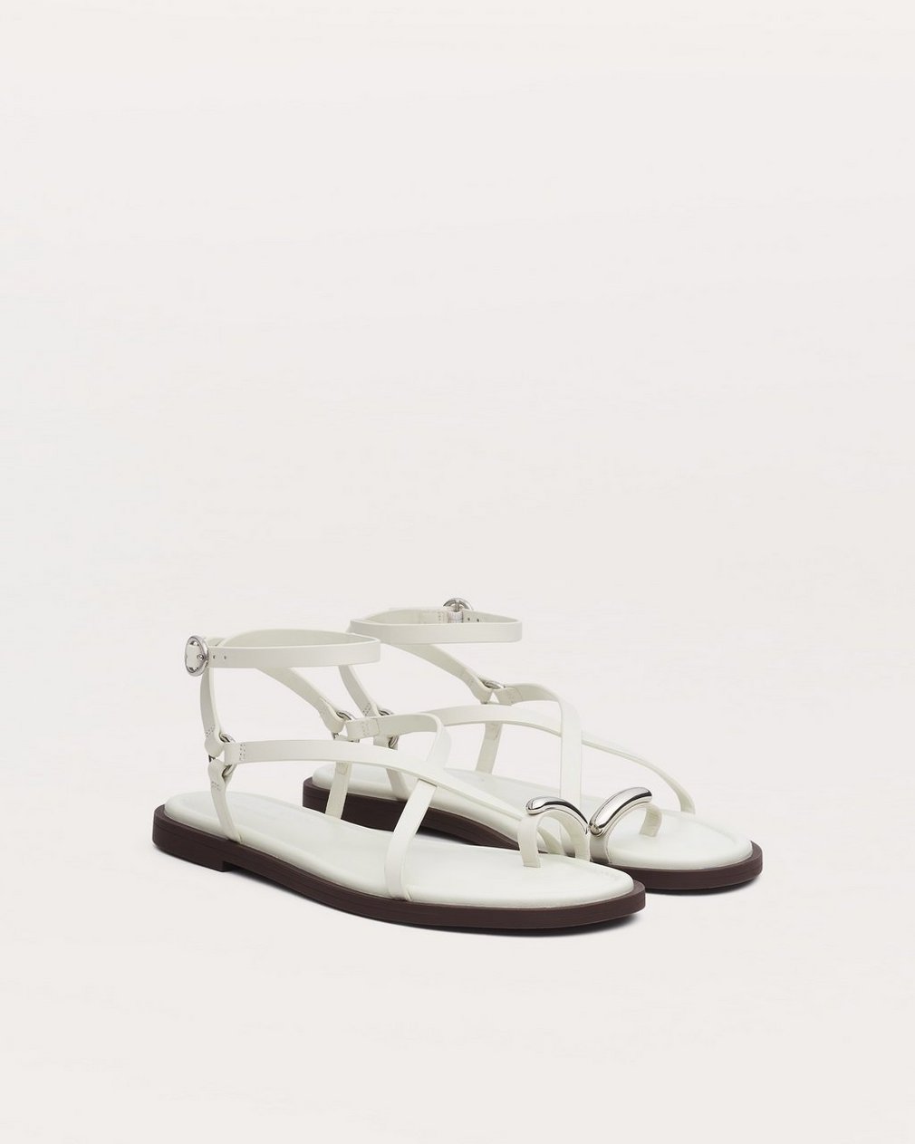 Geo Toe Ring Sandals - Antique White - Image 3