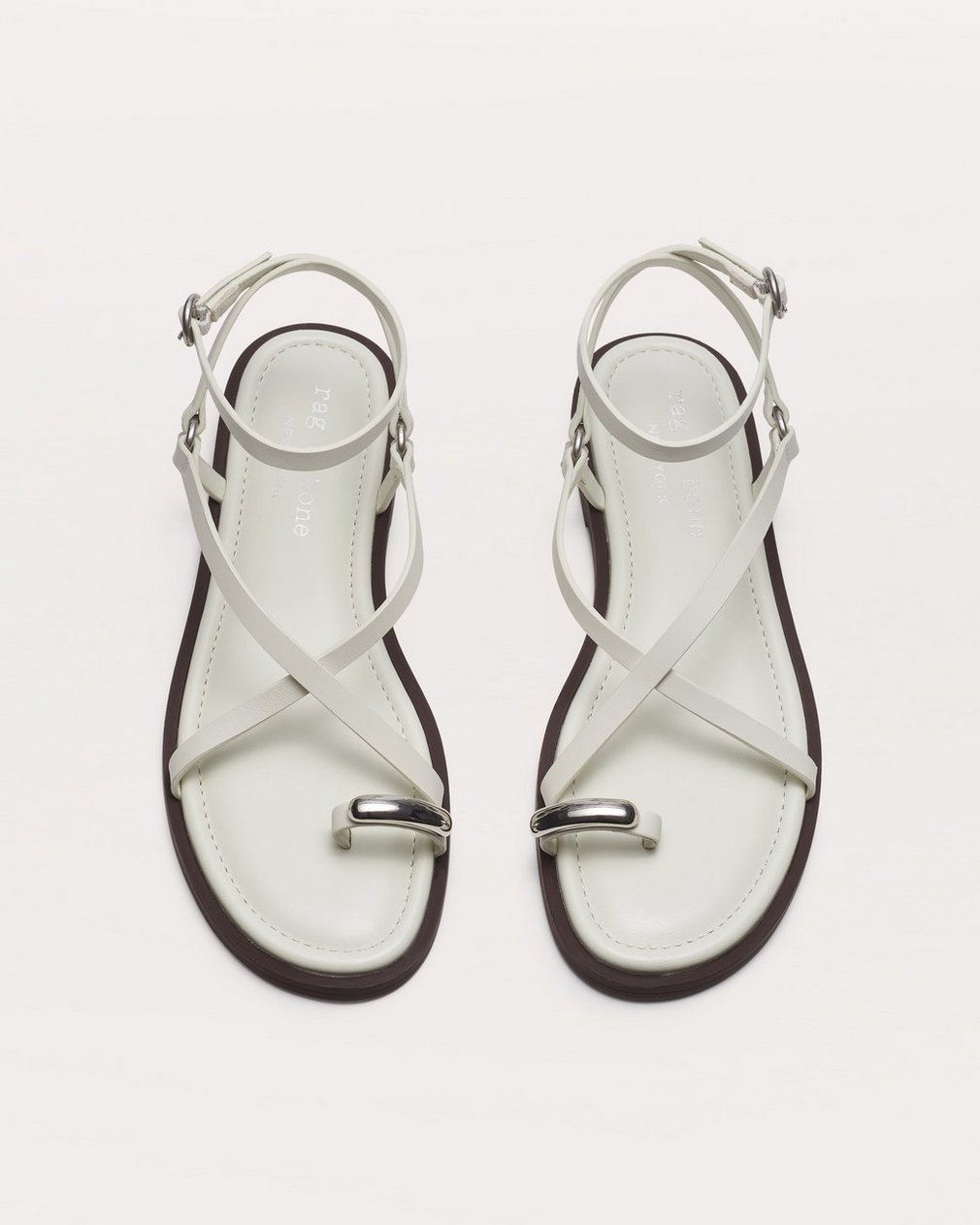 Geo Toe Ring Sandals - Antique White - Image 5