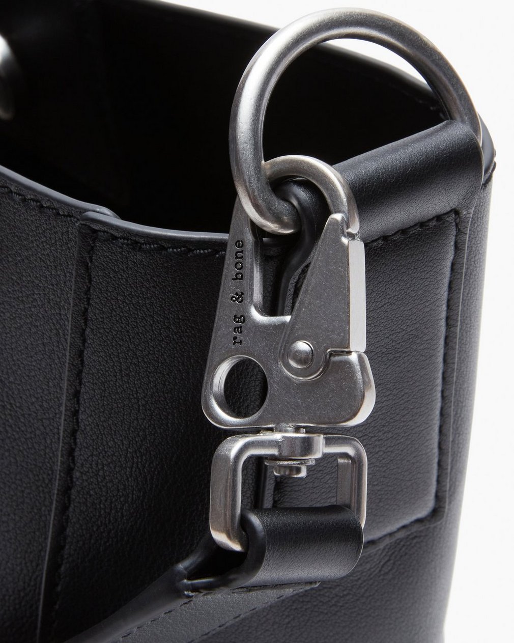 Parker Leather Bucket Bag - Black - Image 6