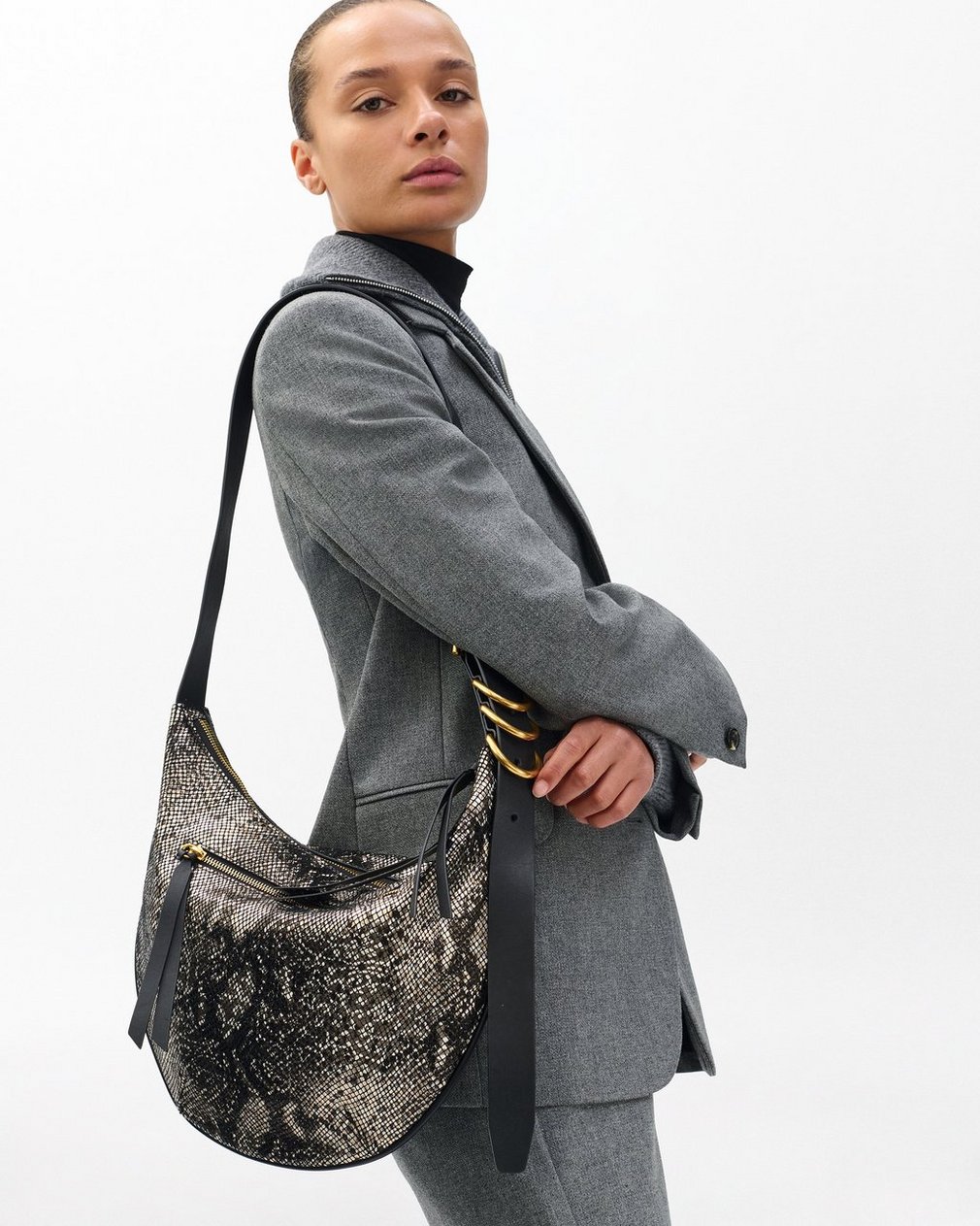 Mercer Medium Python Leather Hobo - Black Multi - Image 2