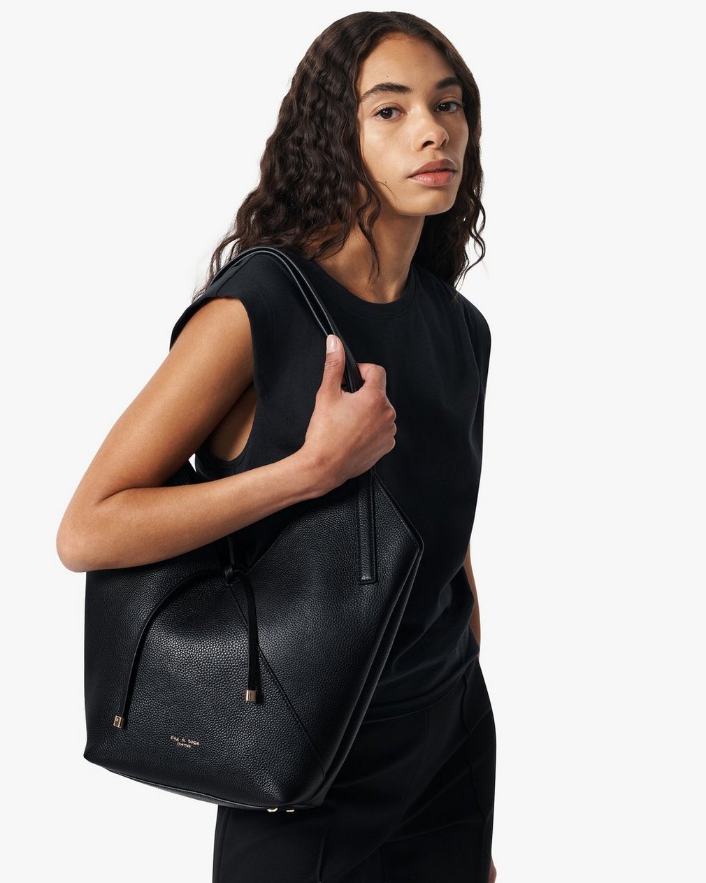 Alix Leather Tote - Black - Image 2