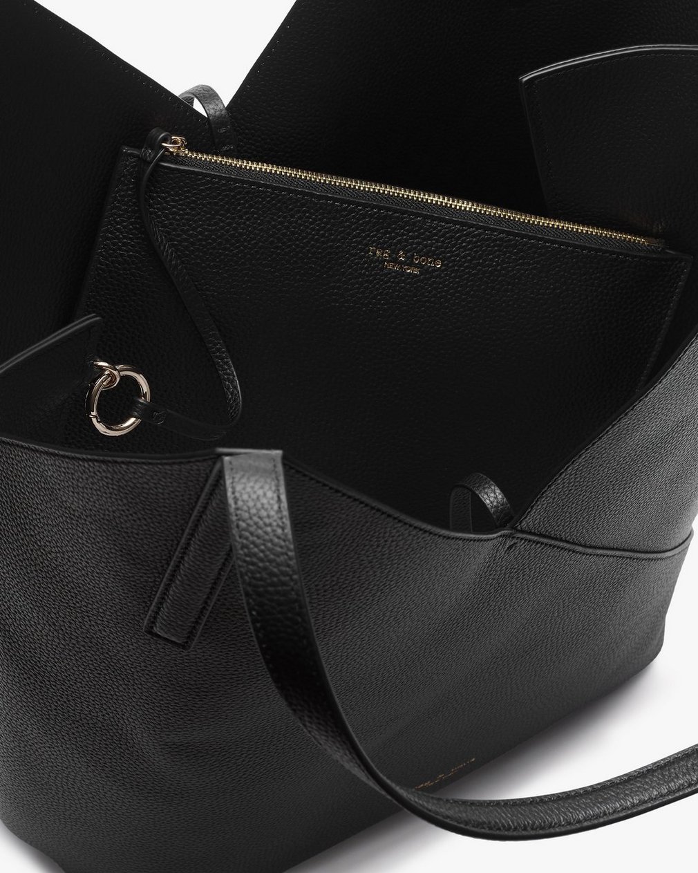 Alix Leather Tote - Black - Image 5