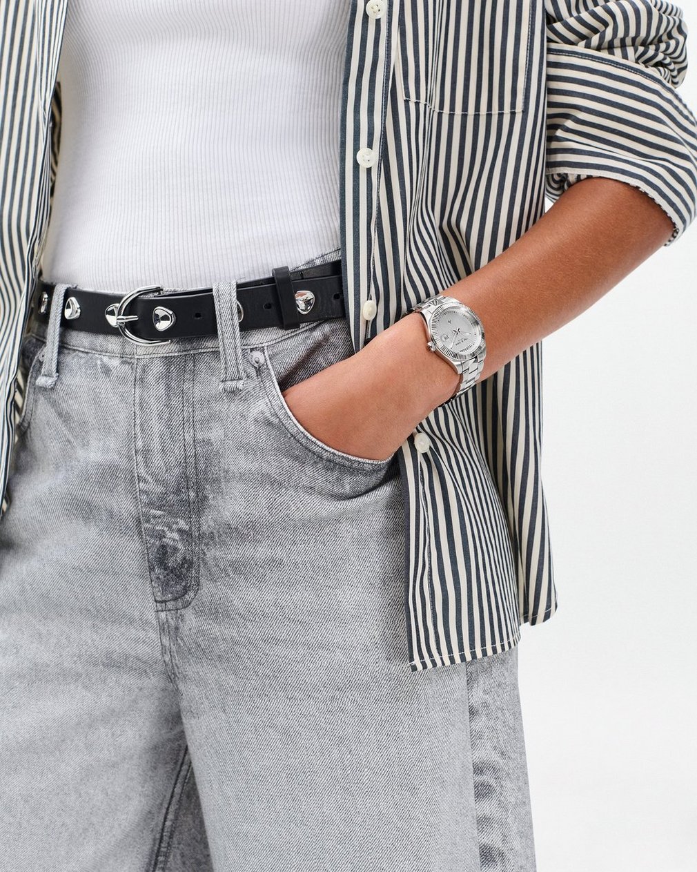 Lex Day Date Bracelet Watch, 34mm - Silver - Image 7