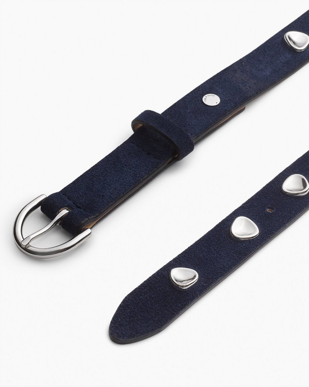 Brynn Studded Italian Suede Belt - Navy Suede - Image 3