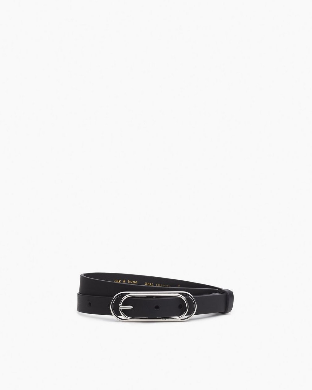 Duo Rounded Rebound Leather Belt - Black