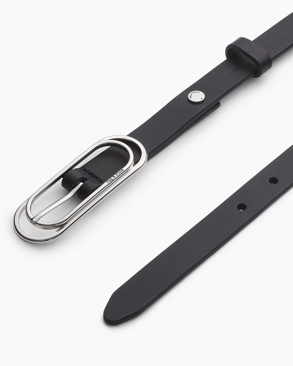 Duo Rounded Rebound Leather Belt - Black - Image 3