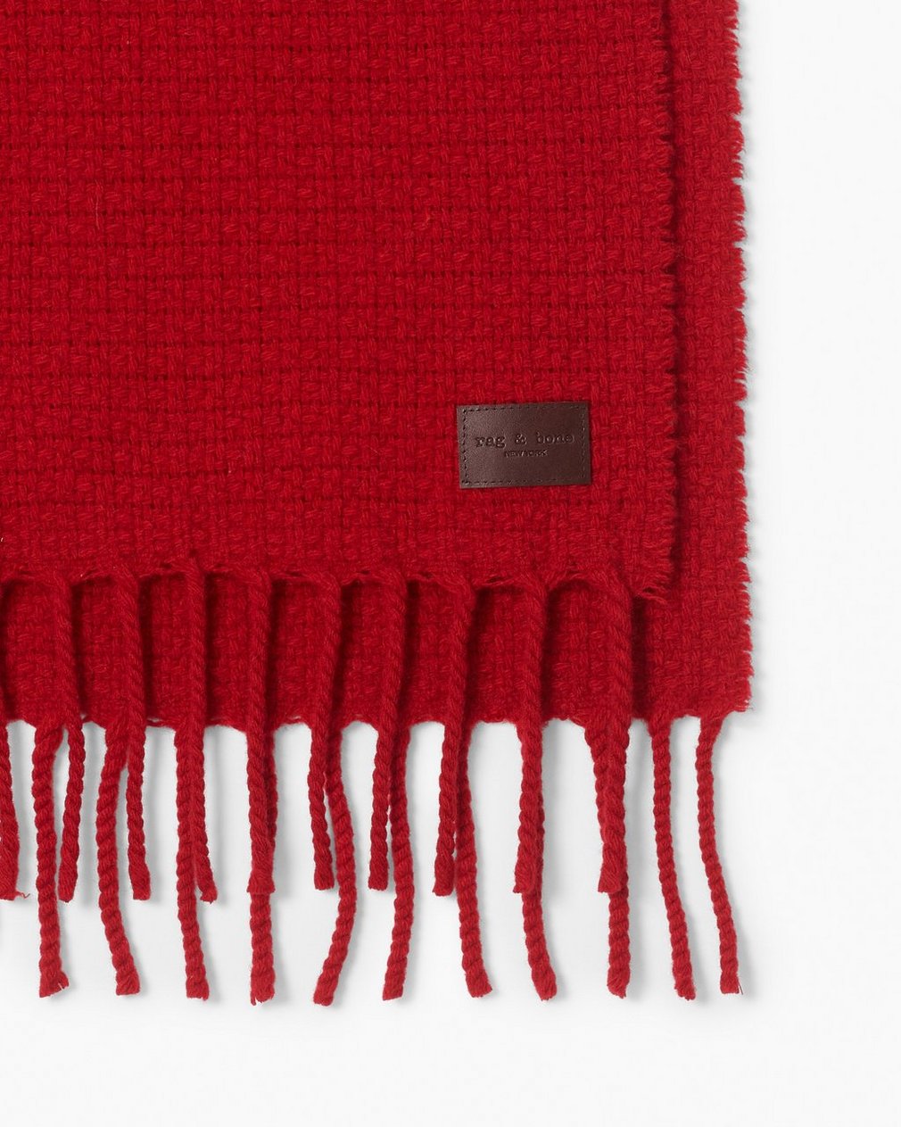 Mila Textured Italian Cashmere Scarf - Fiery Red - Image 3