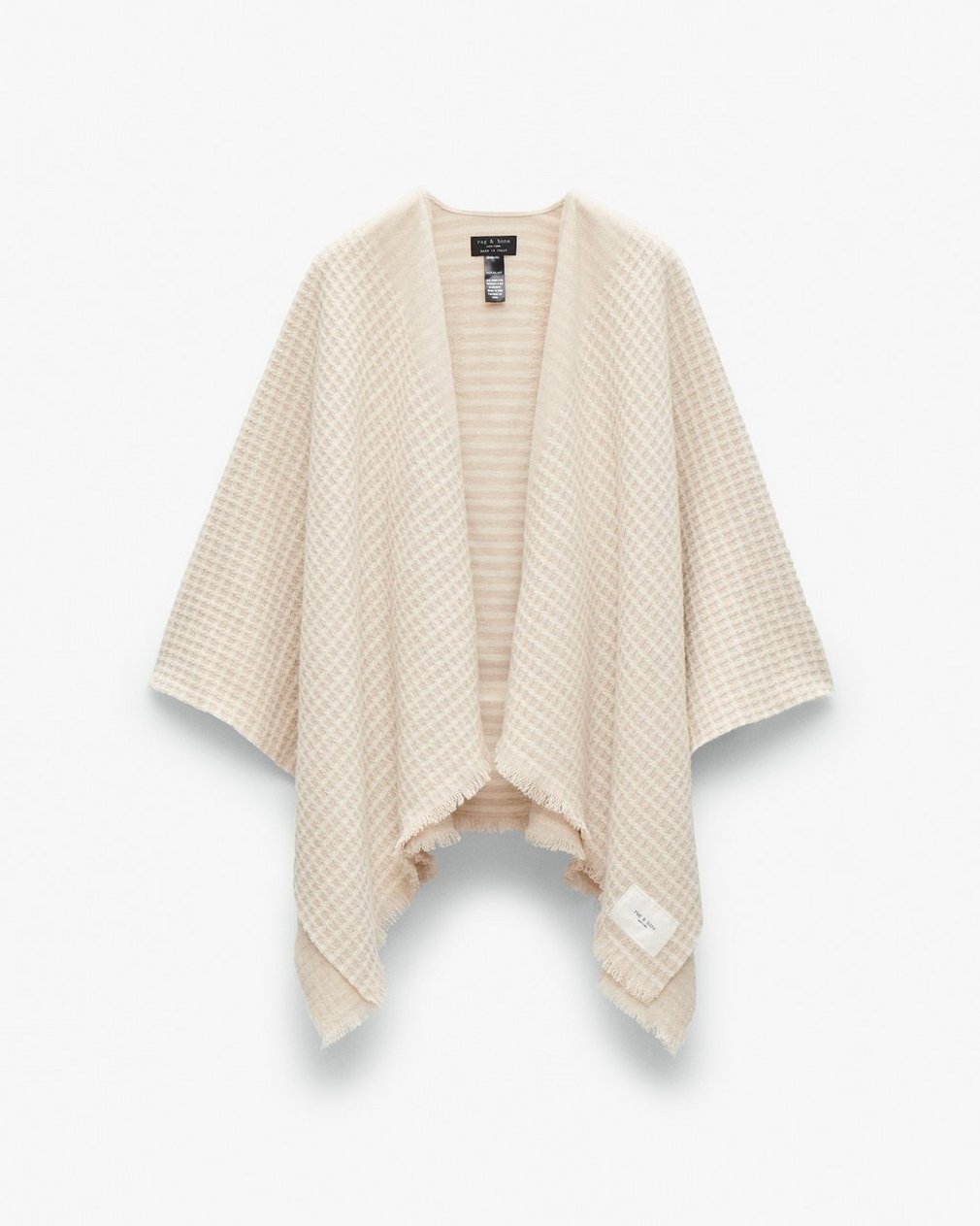 Joni Waffle-Knit Wool Poncho - Oatmeal - Image 2