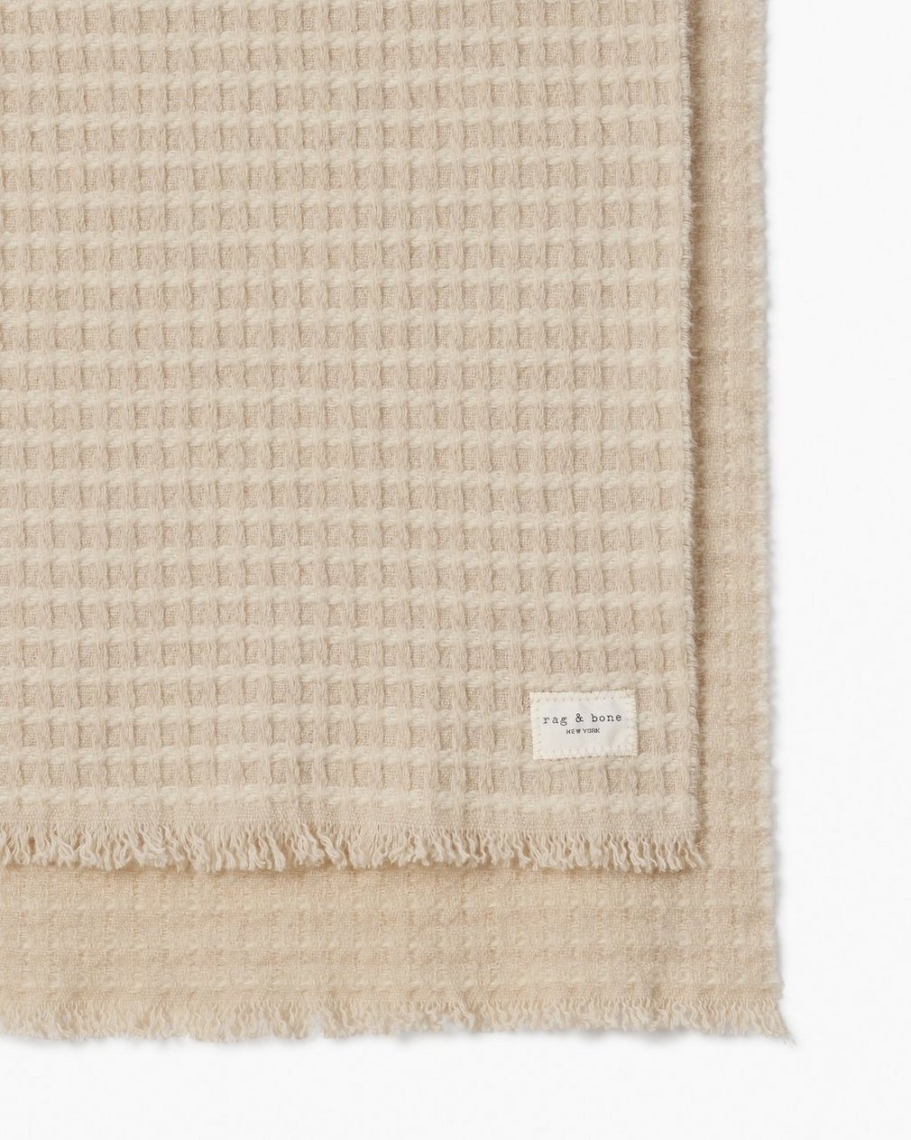 Joni Waffle-Knit Wool Scarf - Oatmeal - Image 2