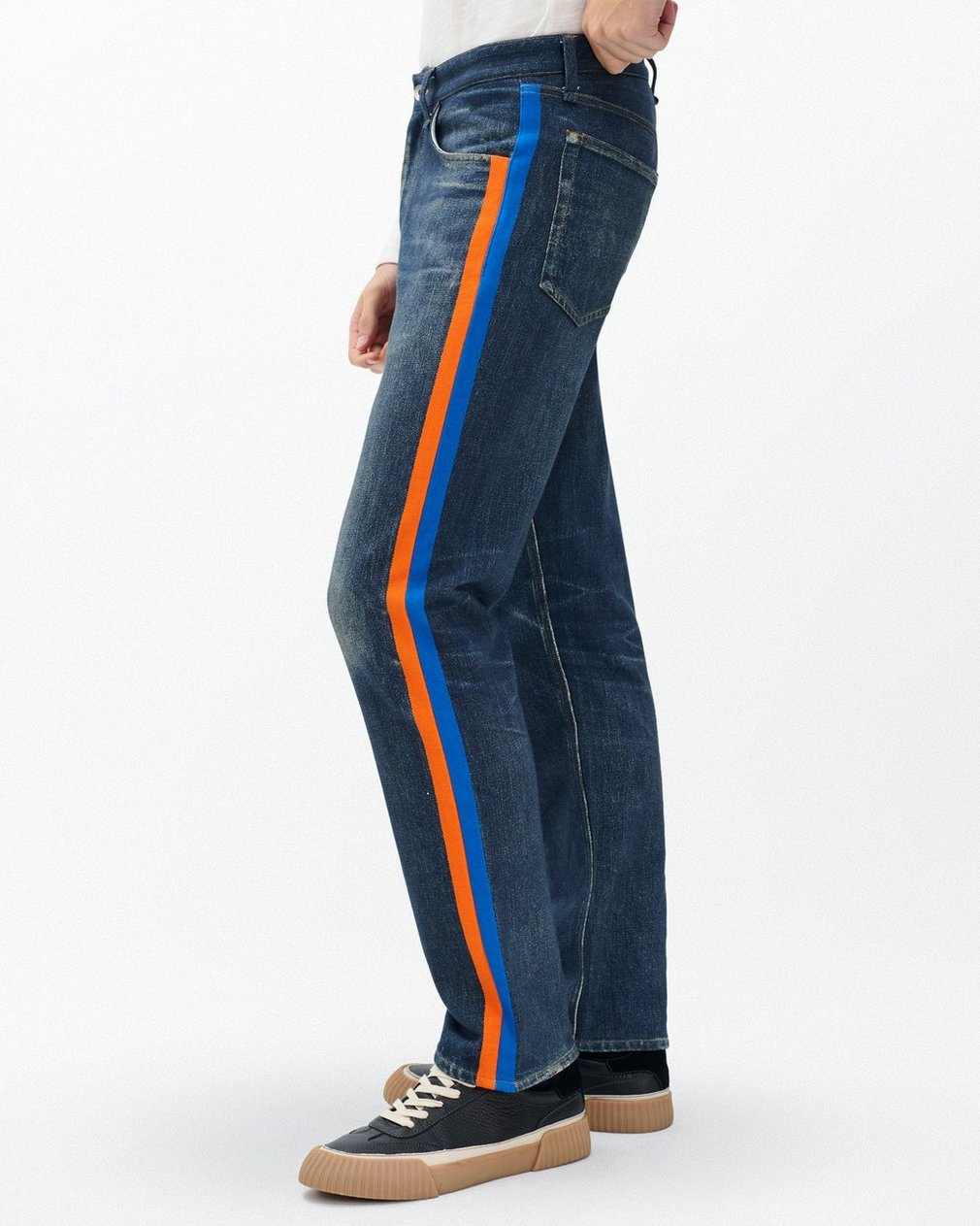 Miramar Fit 4 Sport Stripe Track Pants - Empire with Orange and Blue Stripe - Image 4