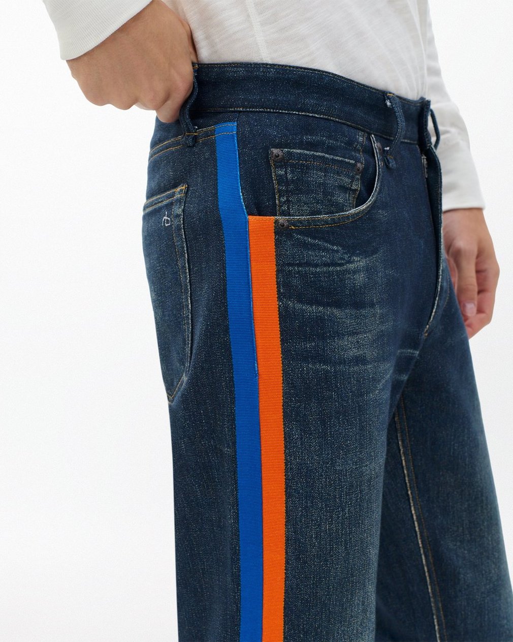 Miramar Fit 4 Sport Stripe Track Pants - Empire with Orange and Blue Stripe - Image 5
