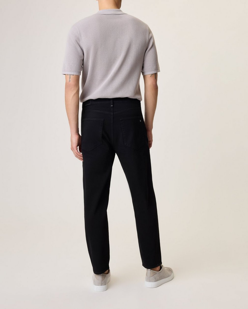 Cropped Taper Fit Jeans - Black - Image 2