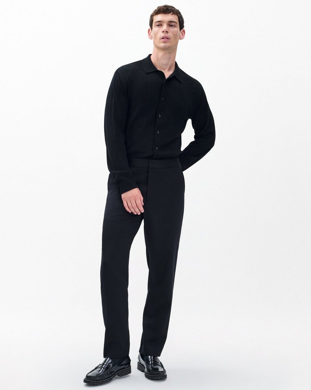 Evan British Wool Tuxedo Trousers - Black - Image 3