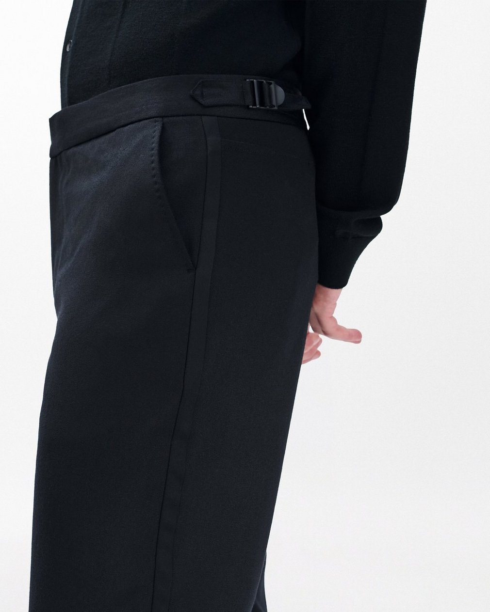 Evan British Wool Tuxedo Trousers - Black - Image 5