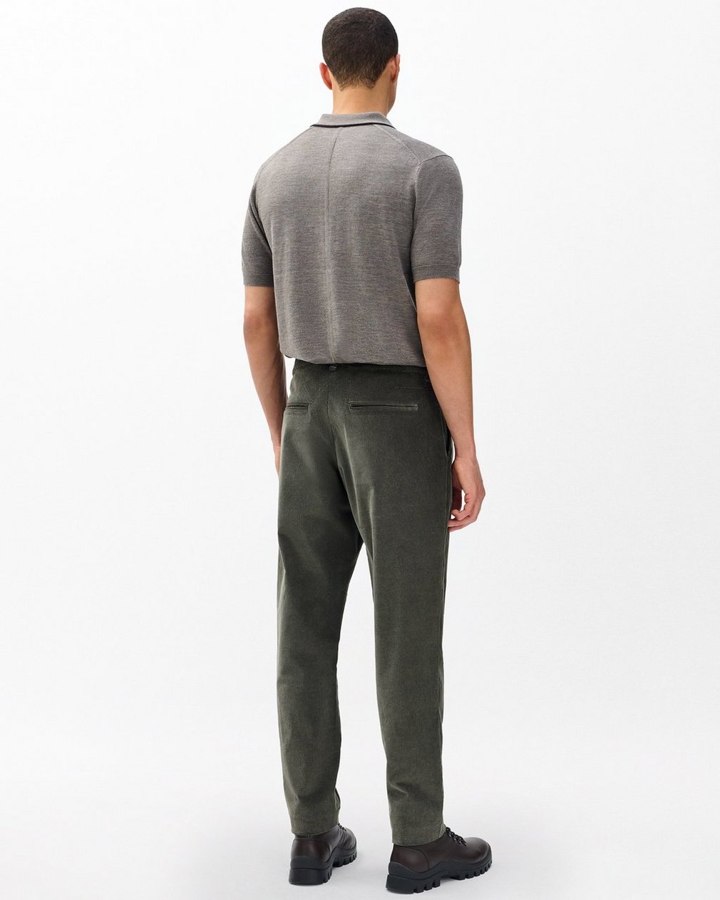Evan Pleated Corduroy Trousers - Dark Shadow - Image 6