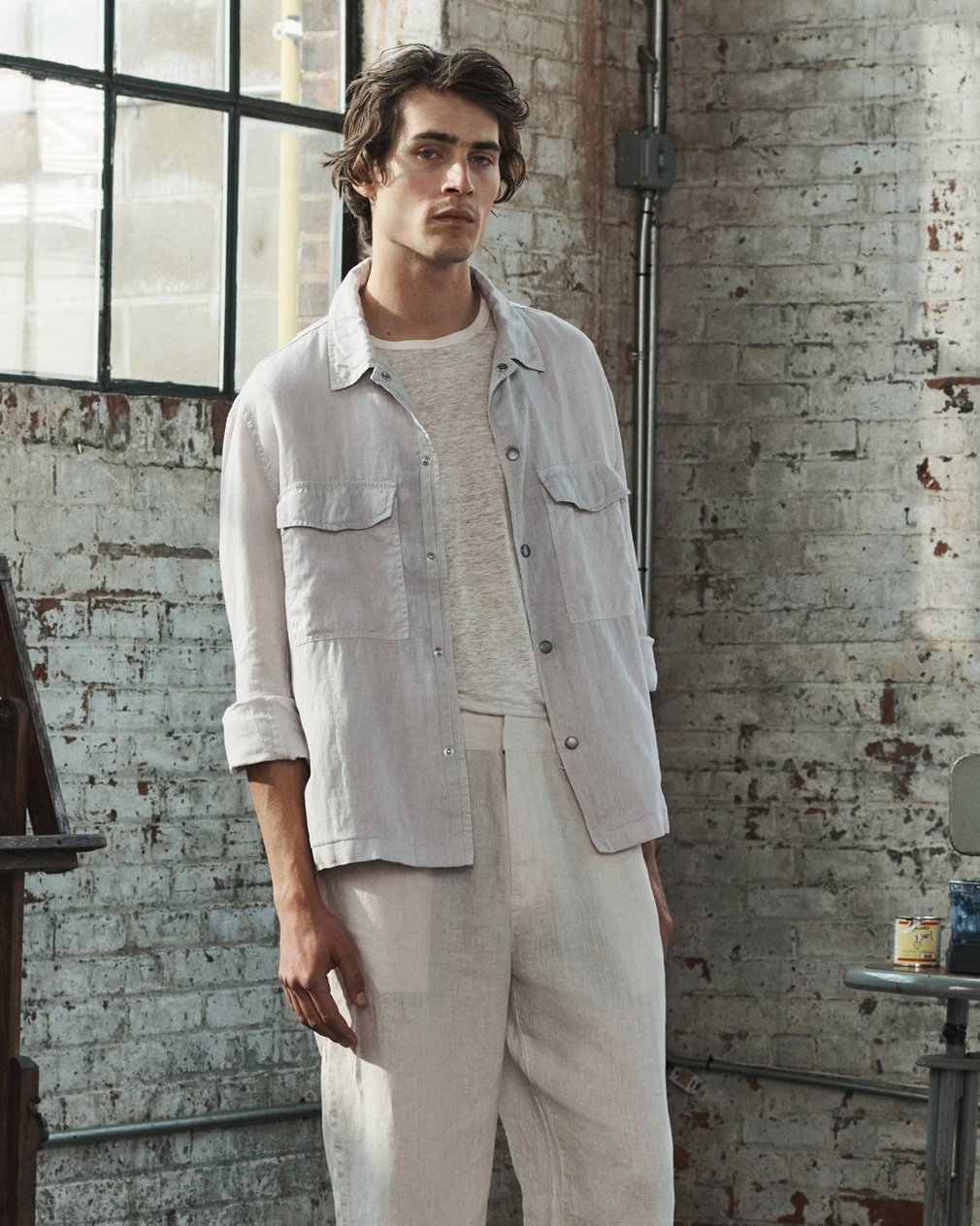 Baggy Linen Trousers - Chime Grey - Image 7