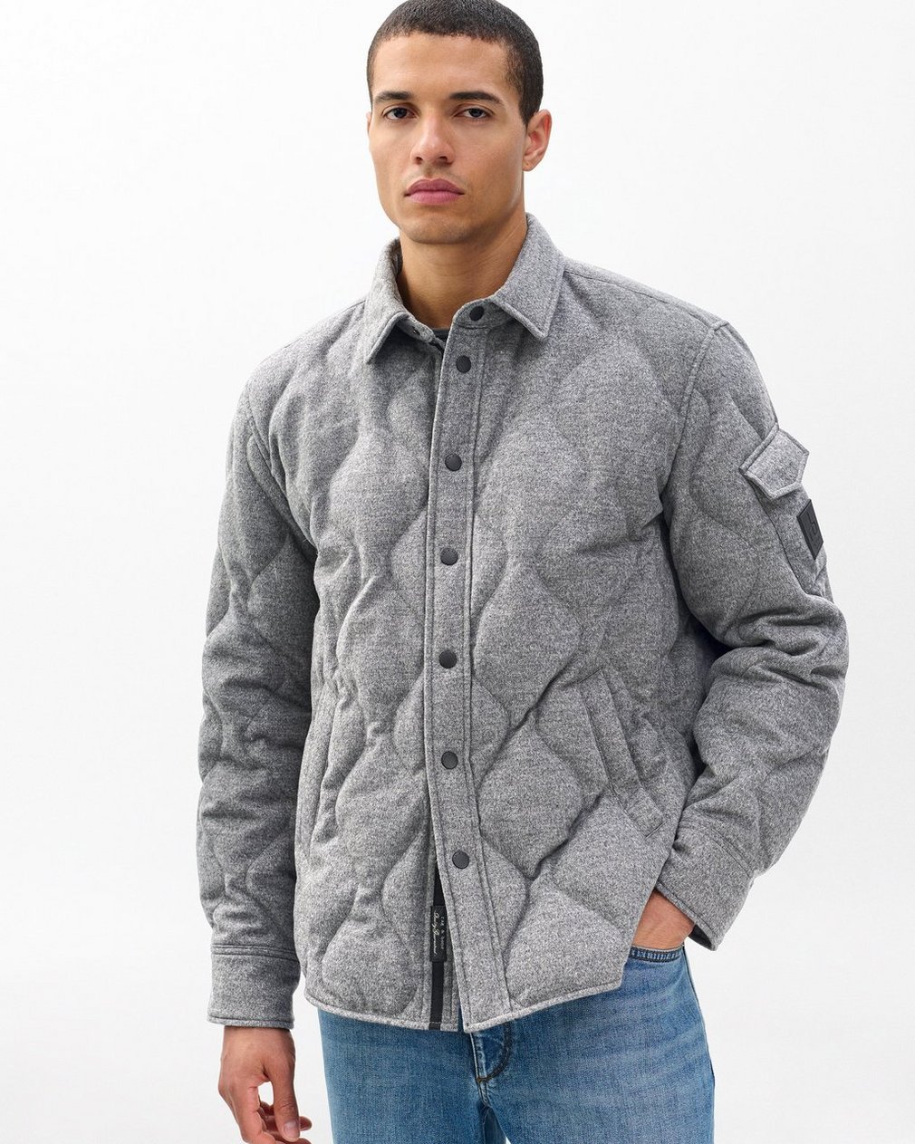 Dane Wool-Cashmere Quilted Shirt Jacket - Heather Grey - Image 4