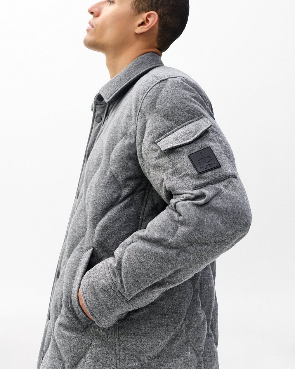 Dane Wool-Cashmere Quilted Shirt Jacket - Heather Grey - Image 5