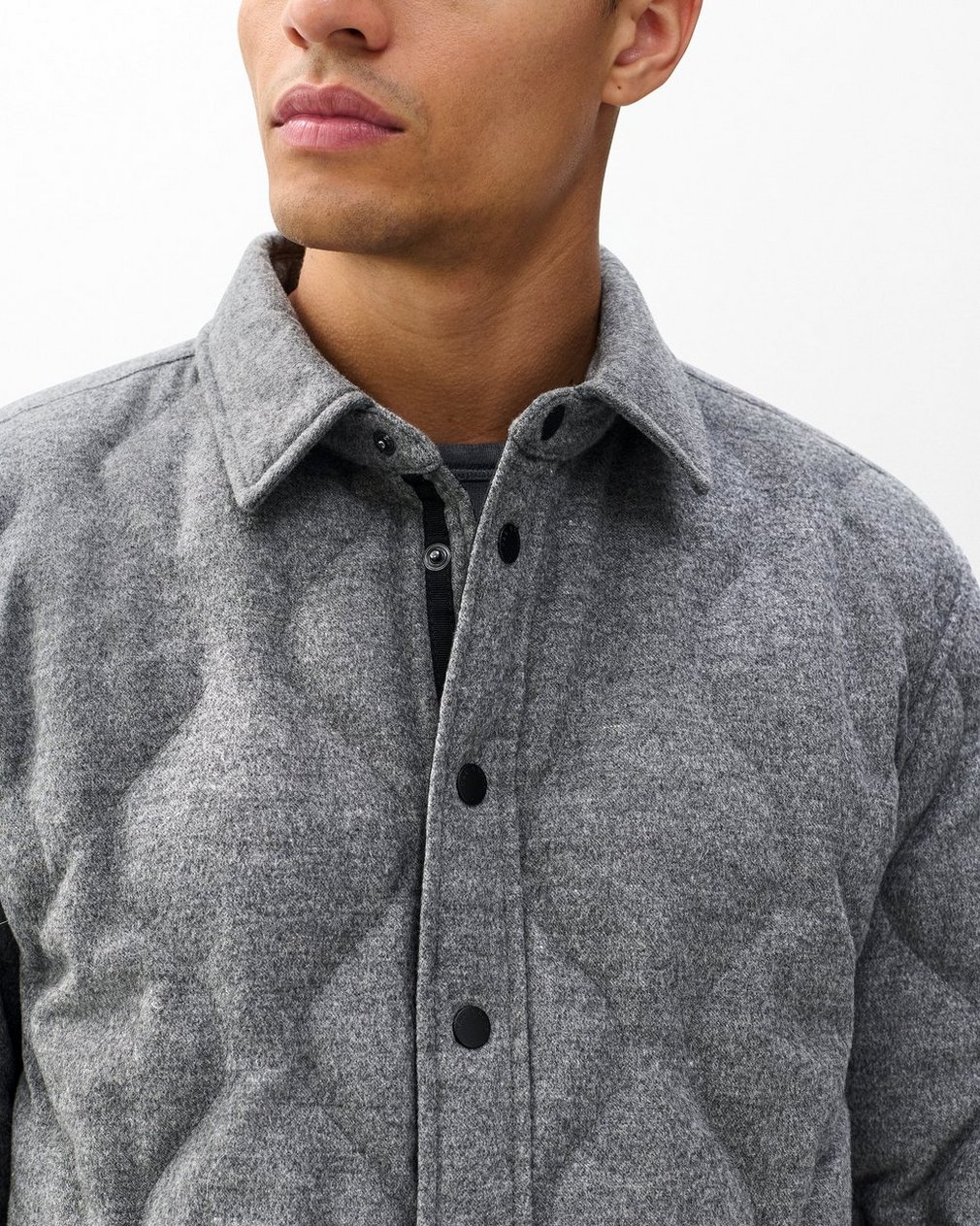 Dane Wool-Cashmere Quilted Shirt Jacket - Heather Grey - Image 6