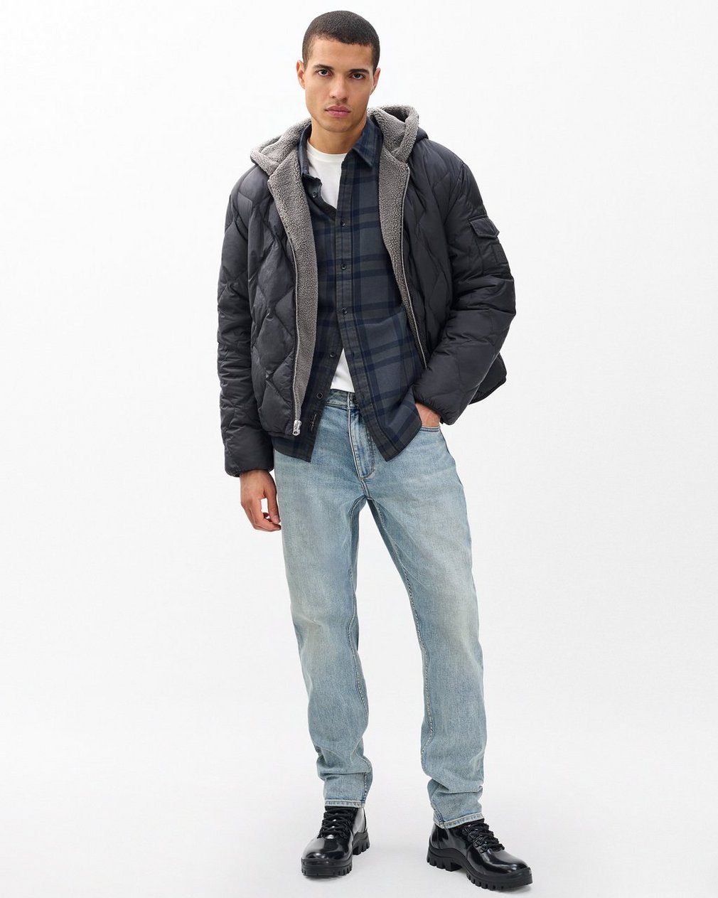 Dane Quilted Hooded Jacket - Black - Image 3