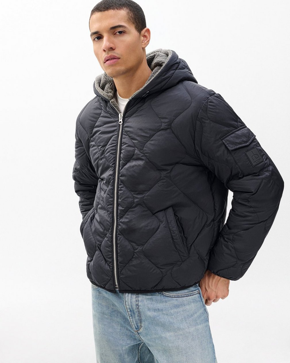 Dane Quilted Hooded Jacket - Black - Image 4