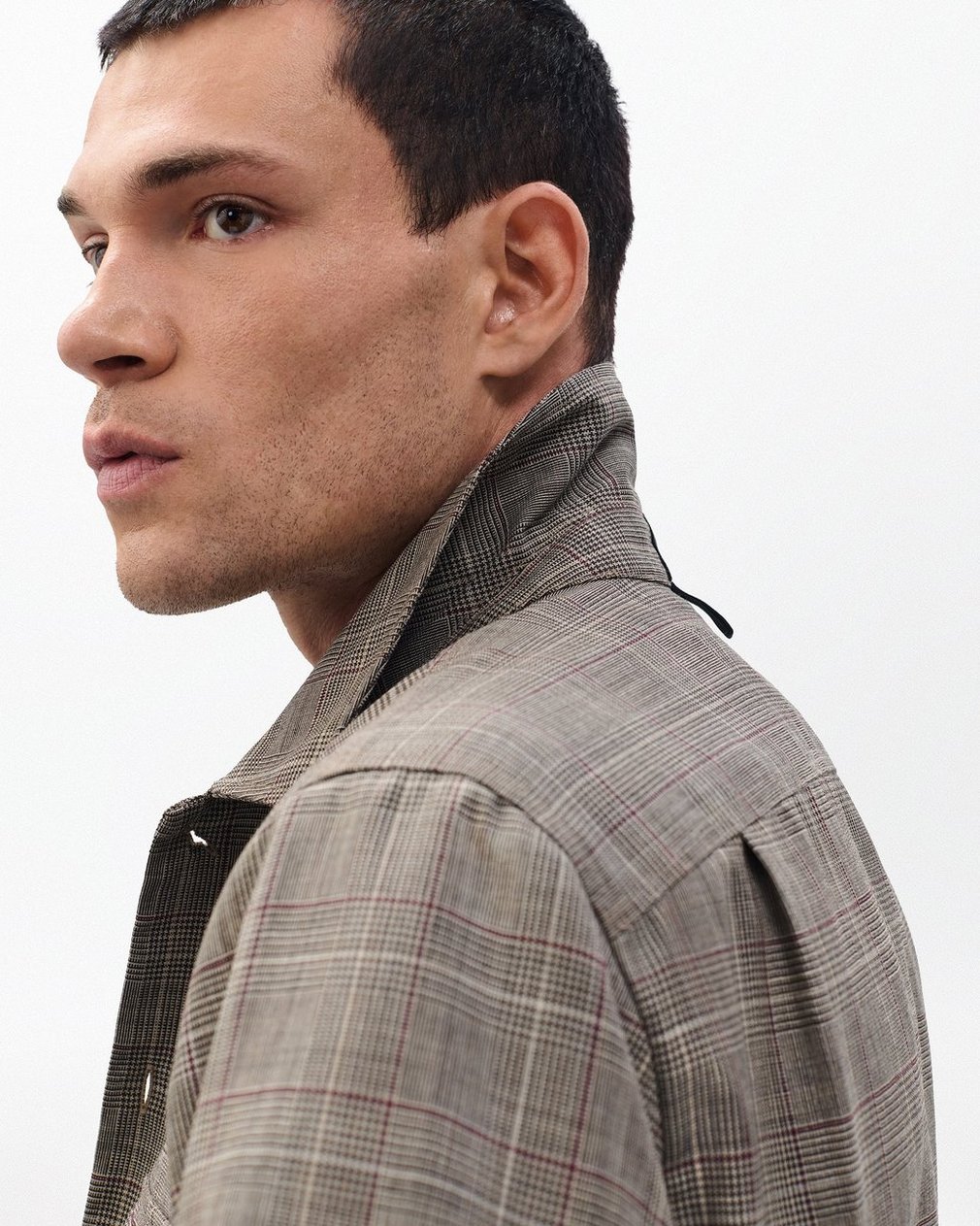 Isaiah Italian Wool Shirt Jacket - Grey Check - Image 6