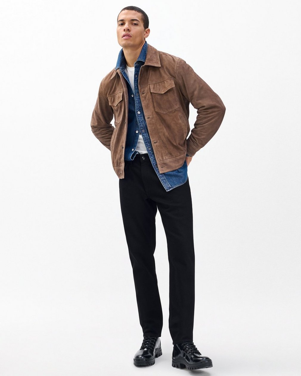 rb Suede Trucker Jacket - Light Brown - Image 2