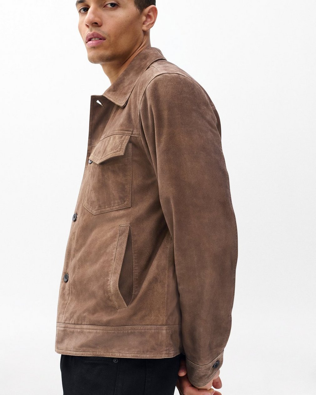 rb Suede Trucker Jacket - Light Brown - Image 4