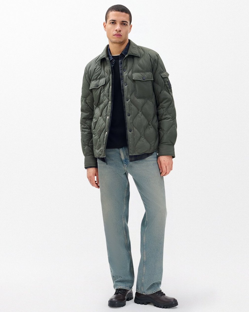 Dane Quilted Shirt Jacket - Dark Shadow - Image 3