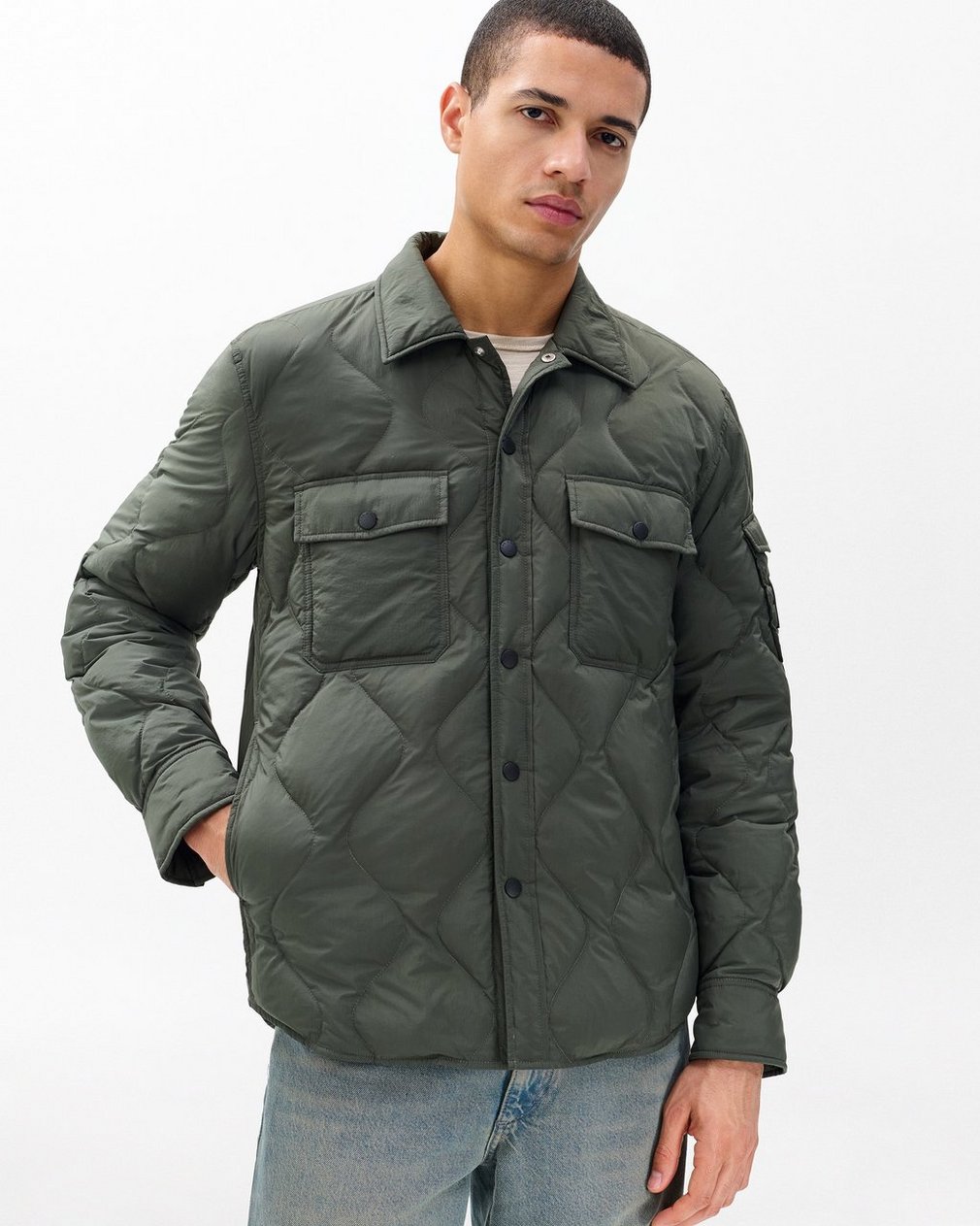 Dane Quilted Shirt Jacket - Dark Shadow - Image 5