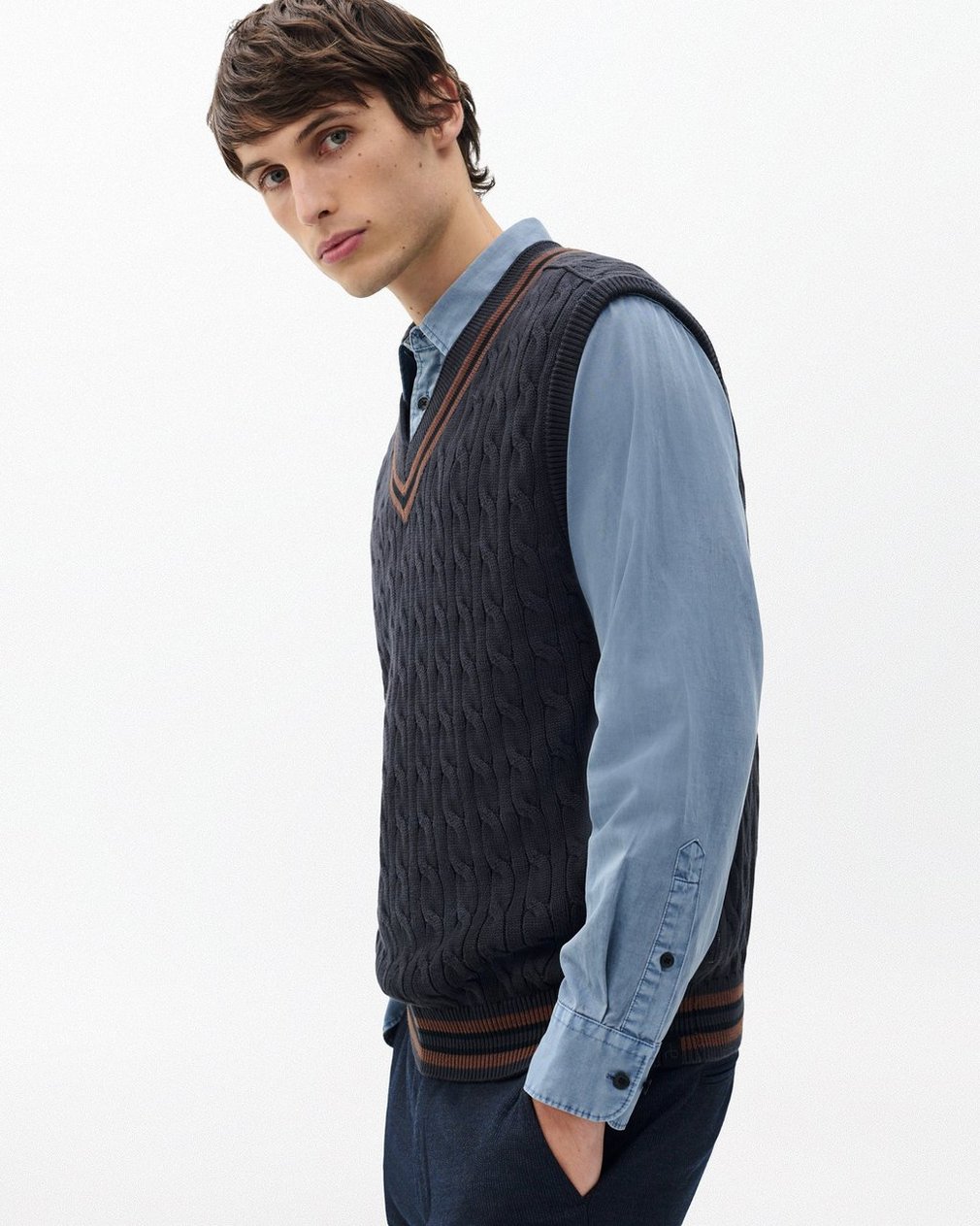 Tristan Cricket Sweater Vest - Dark Grey - Image 4