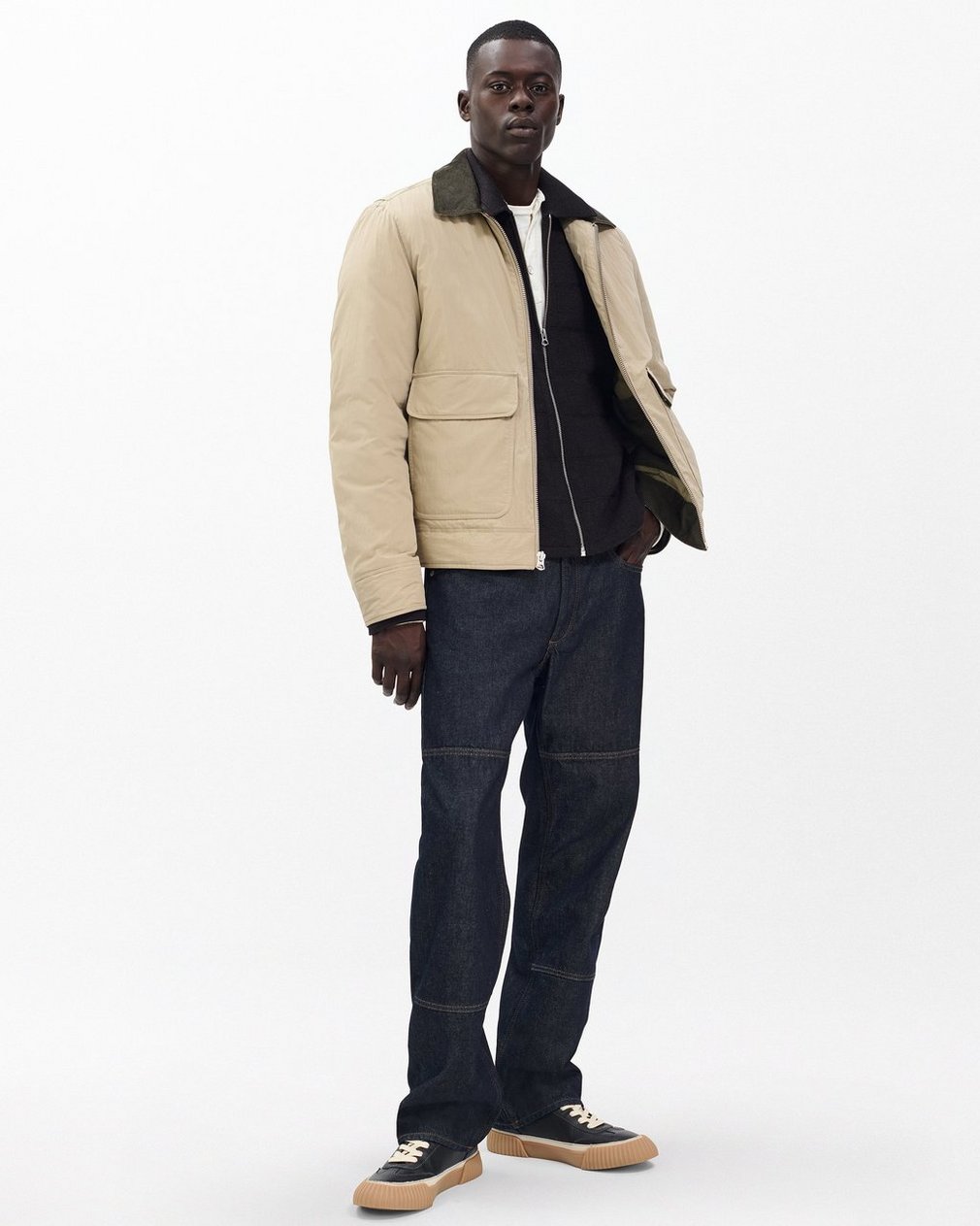 Melrose Full-Zip Windowpane Wool Sweater - Brown - Image 3