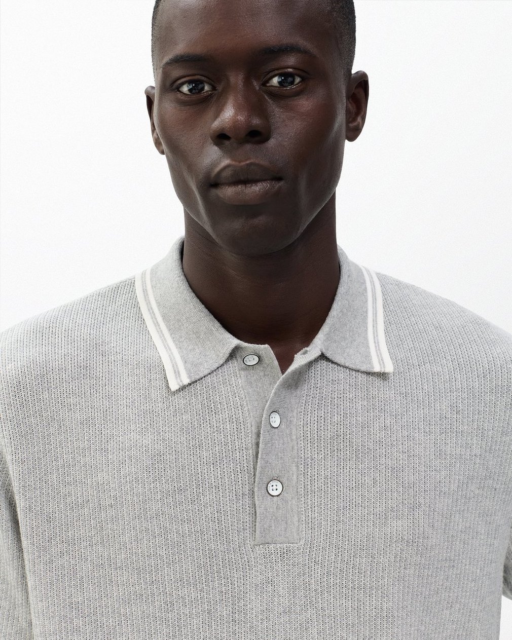 Harvey Tipped Knit Polo - Heather Grey - Image 5