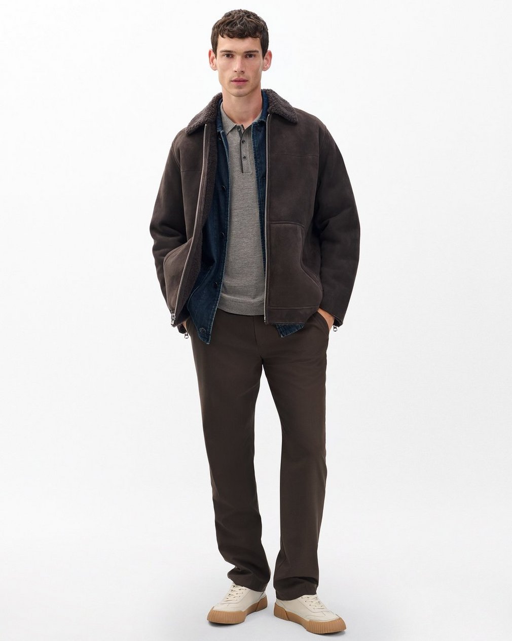 Crawford Wool-Cashmere Knit Polo - Brown - Image 2