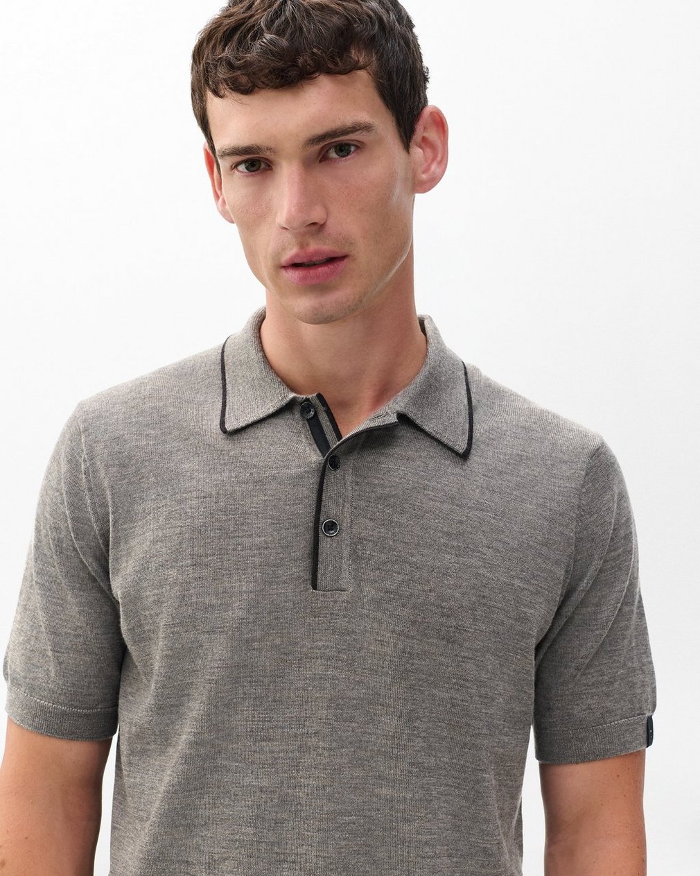 Crawford Wool-Cashmere Knit Polo - Brown - Image 3