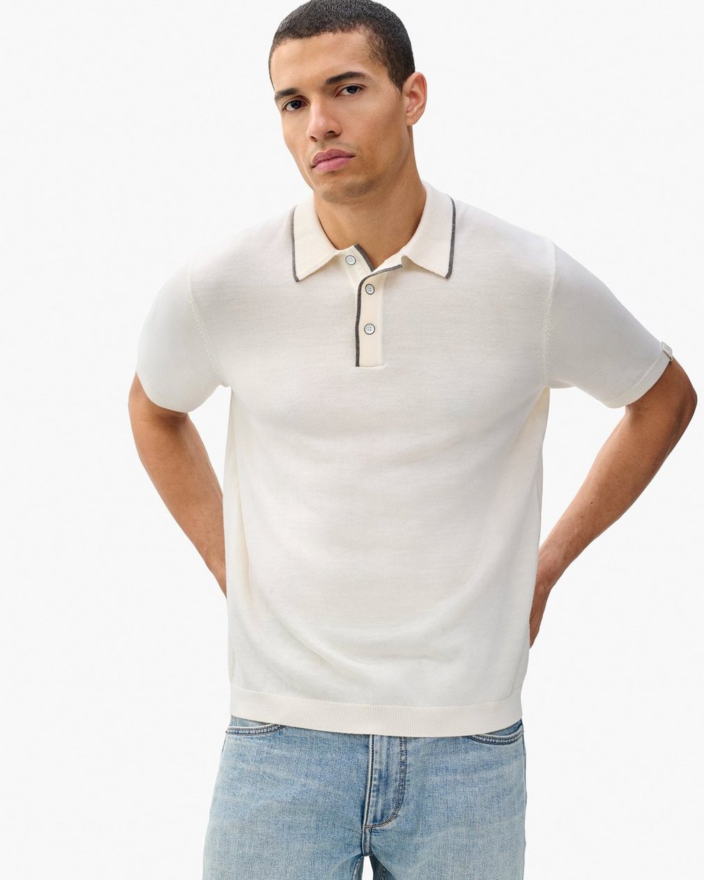 Crawford Wool-Cashmere Knit Polo - Ivory - Image 5