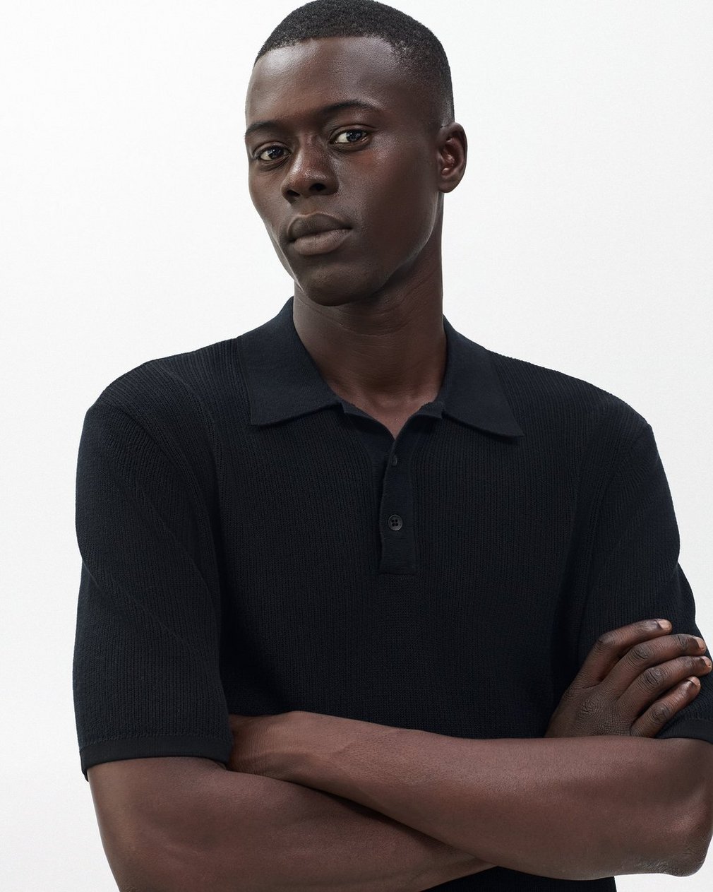 Harvey Knit Polo Shirt - Black - Image 4