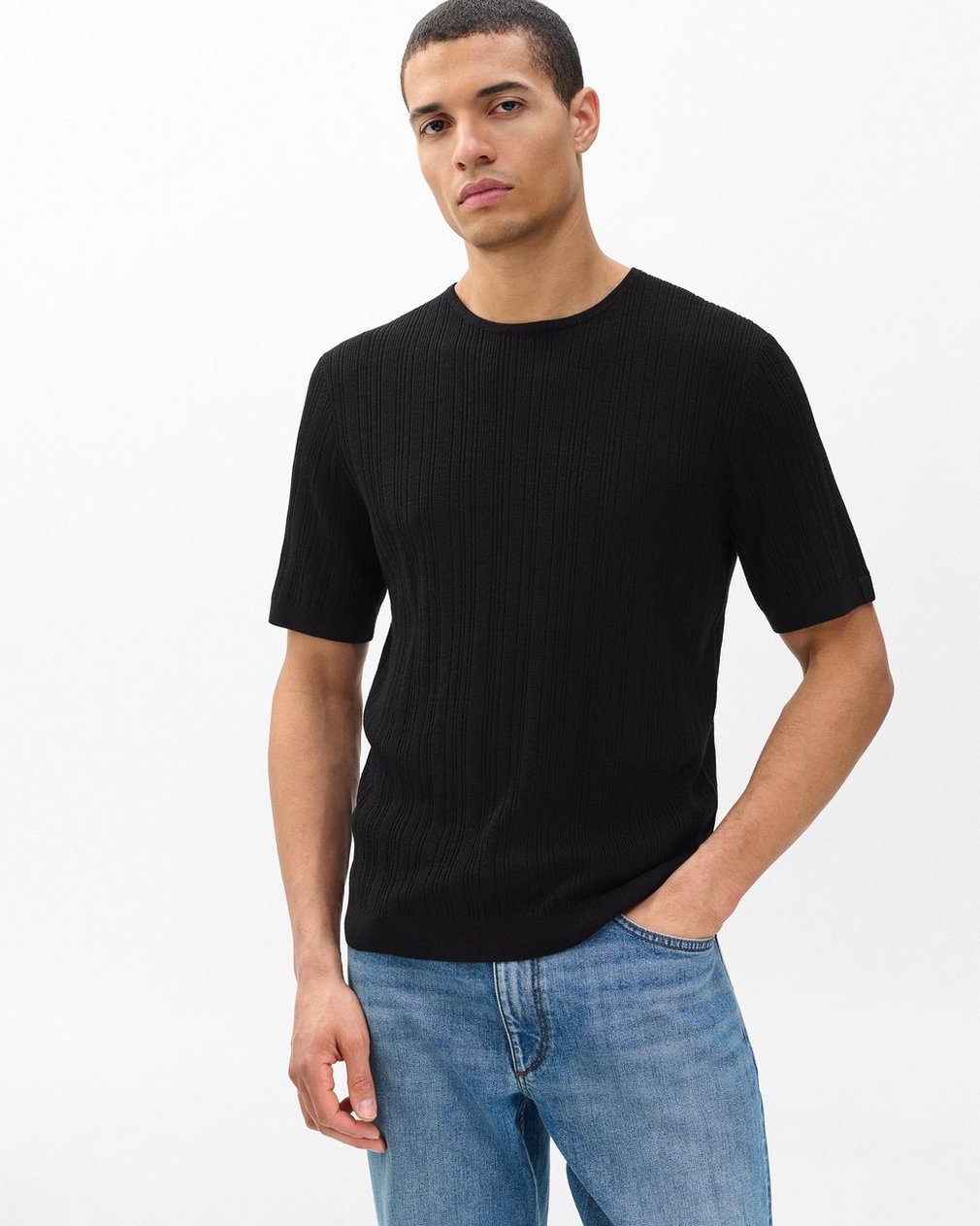 Crawford Wool-Cashmere Sweater Tee - Black - Image 2