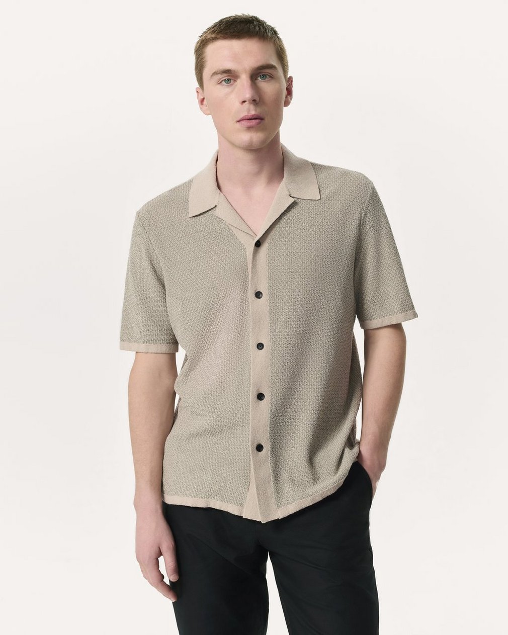 Avery Zig-Zag Zuma Knit Shirt - Light Tan