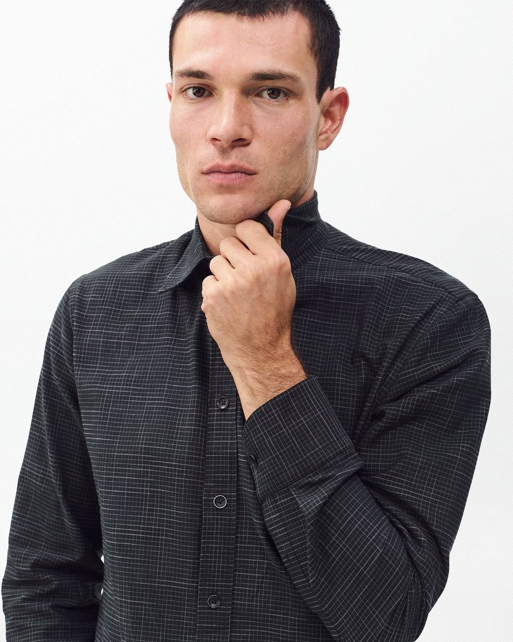 Tomlin Crosshatch Shirt - Black/Grey - Image 4