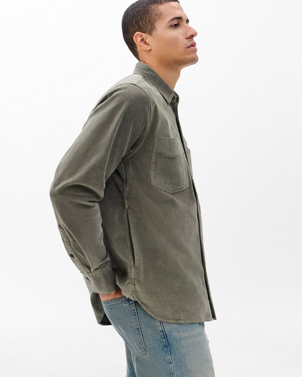 Corduroy CPO Overshirt - Dark Green - Image 4