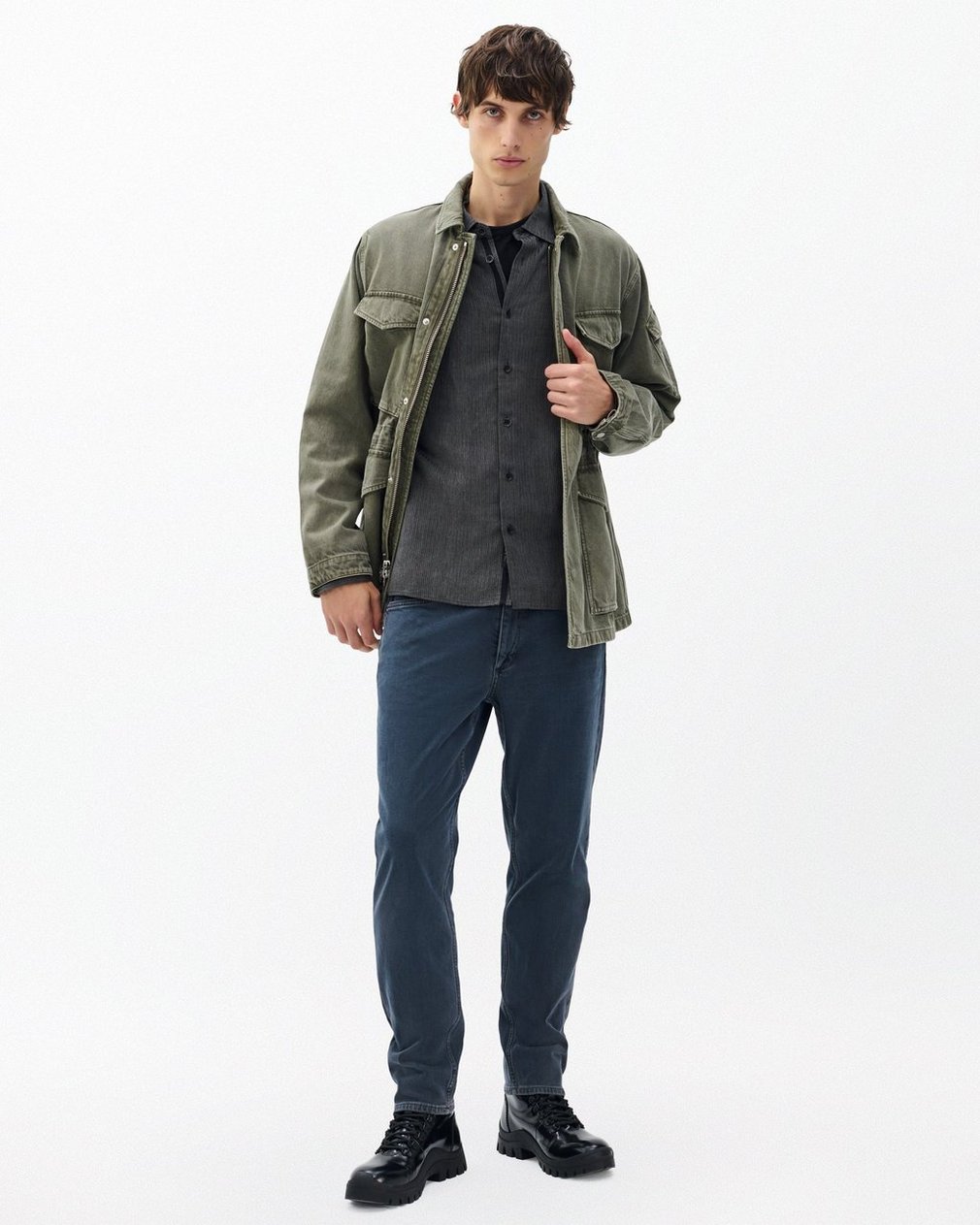 Dalton Geo Patterned Shirt - Grey - Image 3