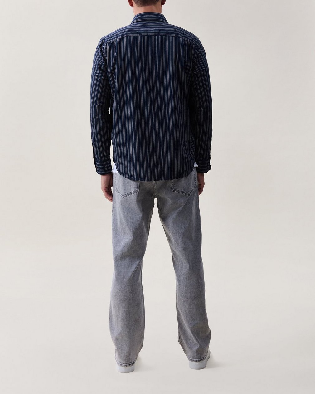 Griffin Poplin Striped Shirt - Navy Stripe - Image 2