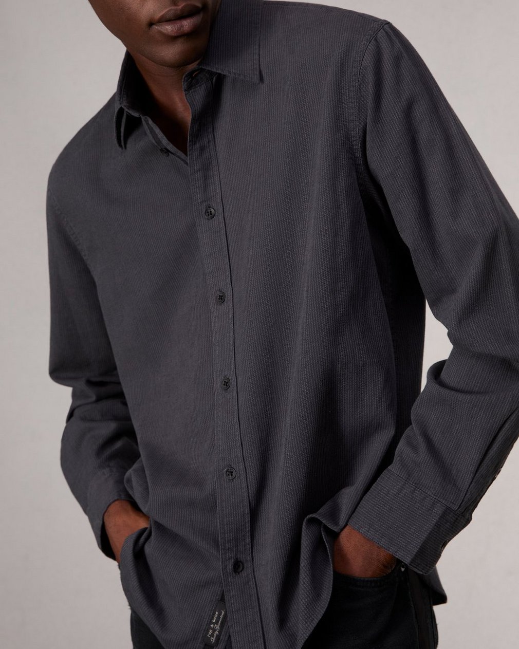 Finch Textured Striped Shirt - Black Stripe - Image 6