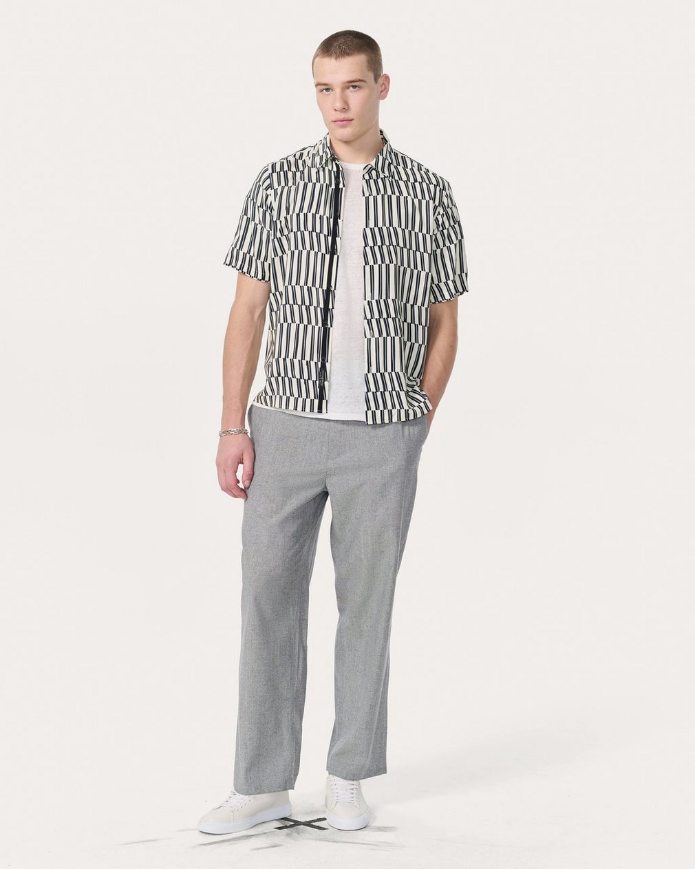 Dalton Printed Shirt - Blue & White Joff Print - Image 3