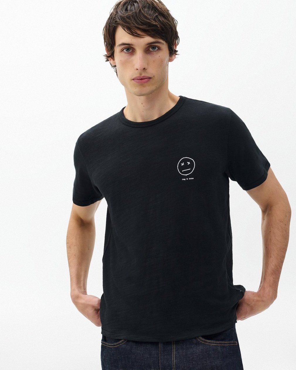 Sour Face Embroidered Tee - Black - Image 5