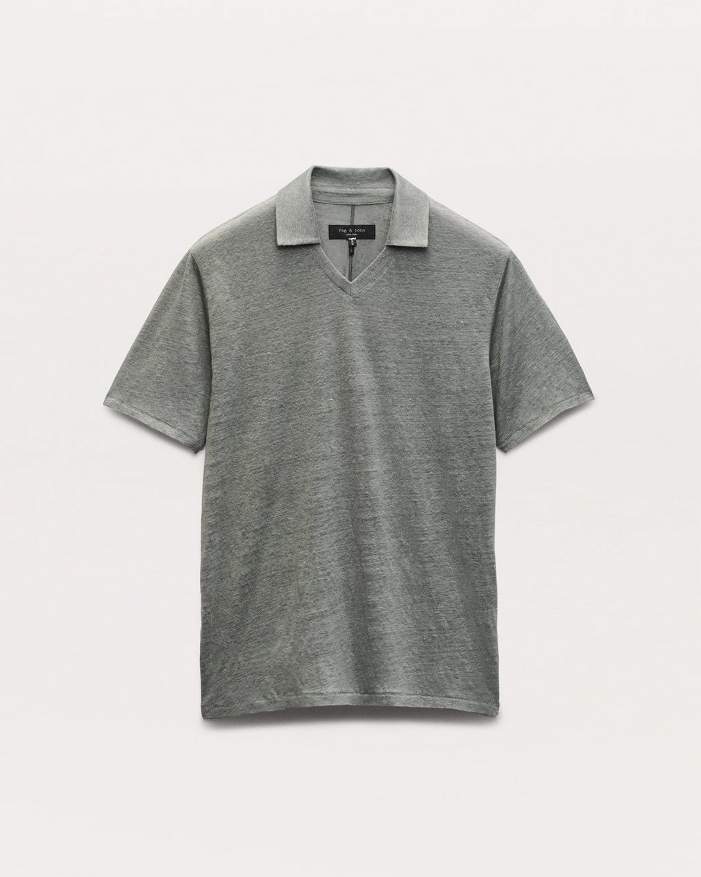 Linen Johnny Collar Polo - Pavement