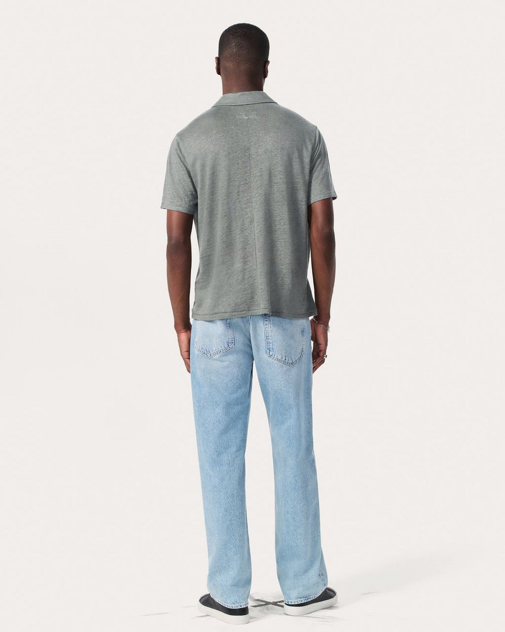 Linen Johnny Collar Polo - Pavement - Image 6