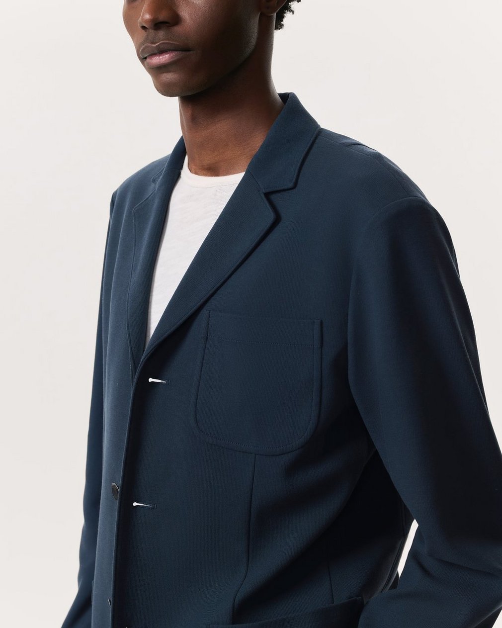 Achilles Italian Cotton-Blend Knit Blazer - Ink Blue - Image 3