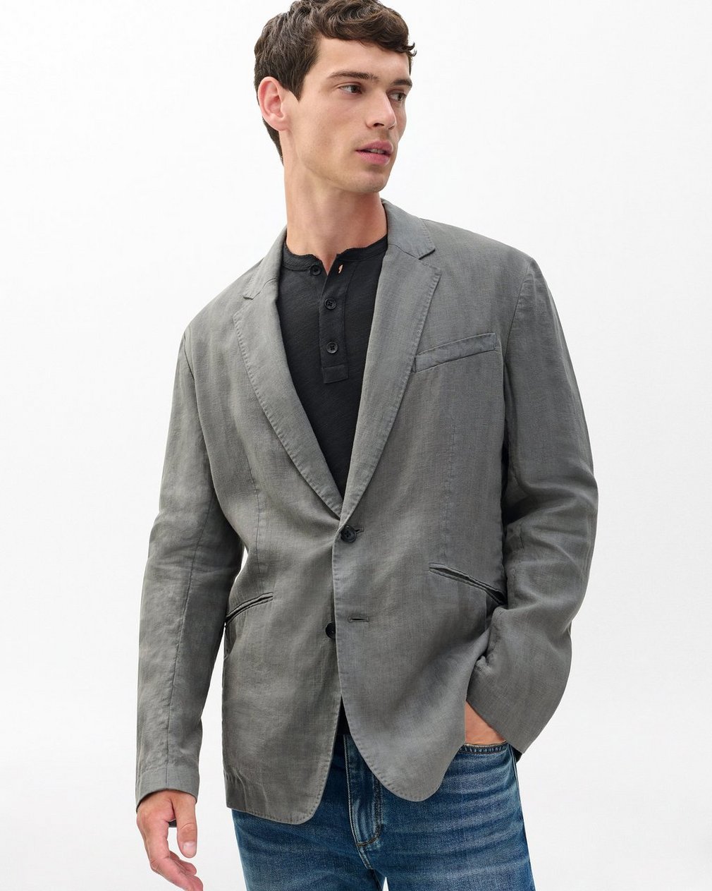 Butler Linen Blazer - Pavement